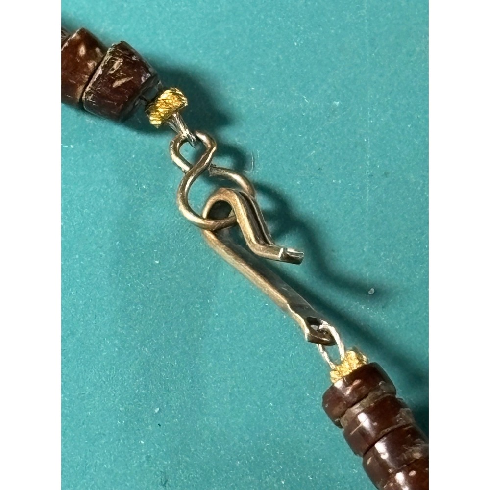 Vintage‎ Coconut Shell Honey Resin Heishi Bead Necklace Brown 18.5 Inch Tropical - Picture 5 of 8
